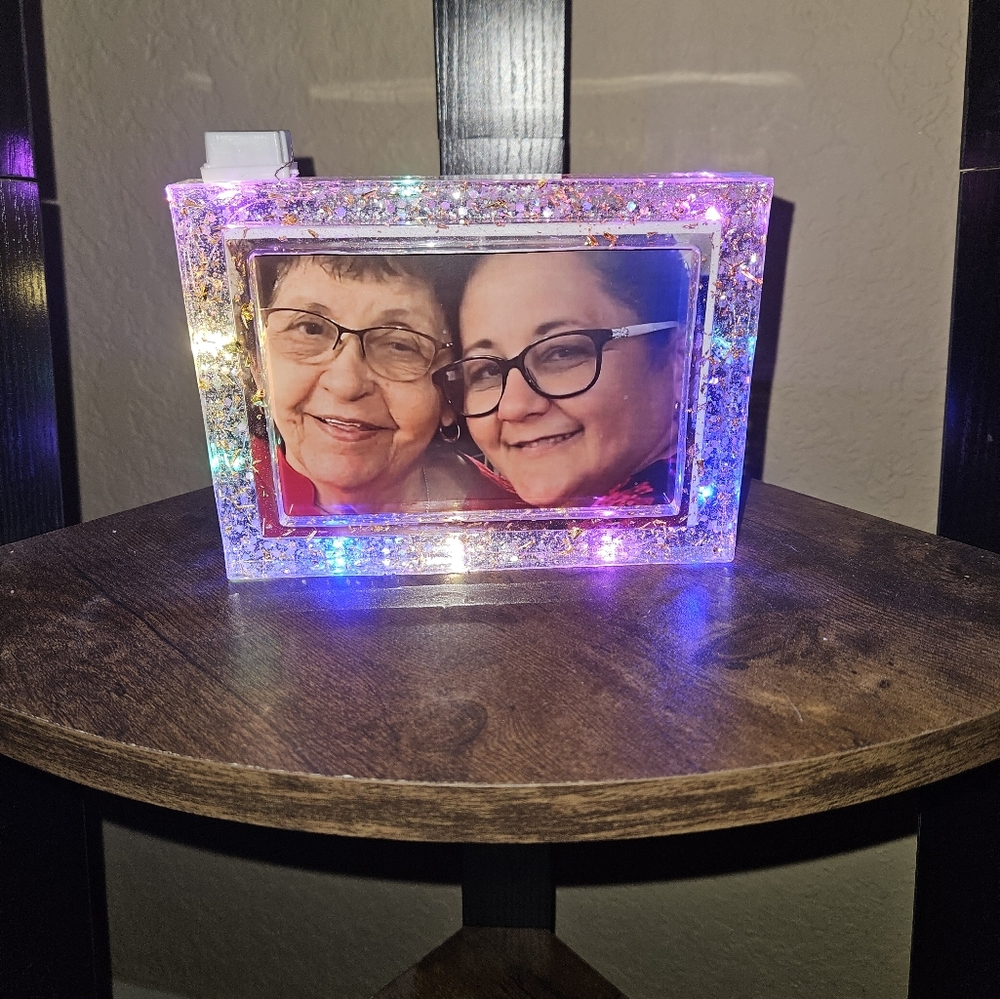 LED Glitter Photo Frame.Made with resin